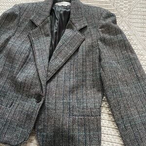 Gloria Vanderbilt Gray Striped One-Button Women's Blazer, size 8
